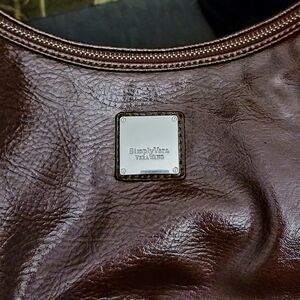 SV by Vera Wang Brown Metallic Leather Hobo Bag NWOT